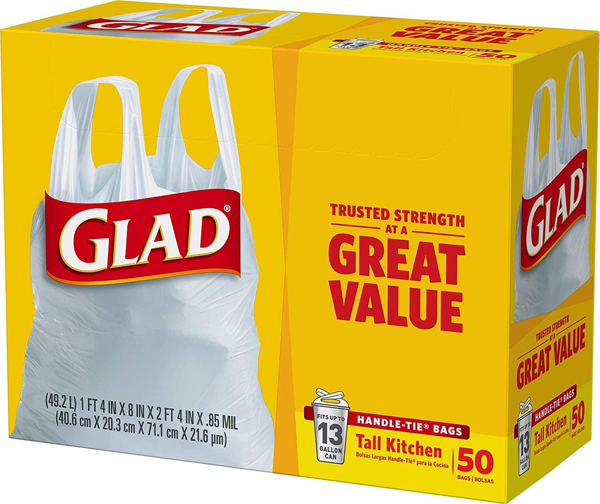 13 Gal. Tall Kitchen Handle-Tie Bags 50 ct Pack of 4 X930110
