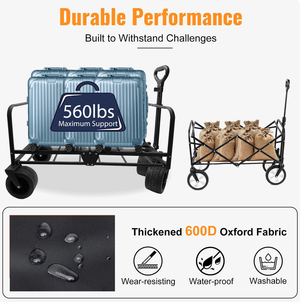 Collapsible Wagon Cart with Wheels 240L Capacity L437