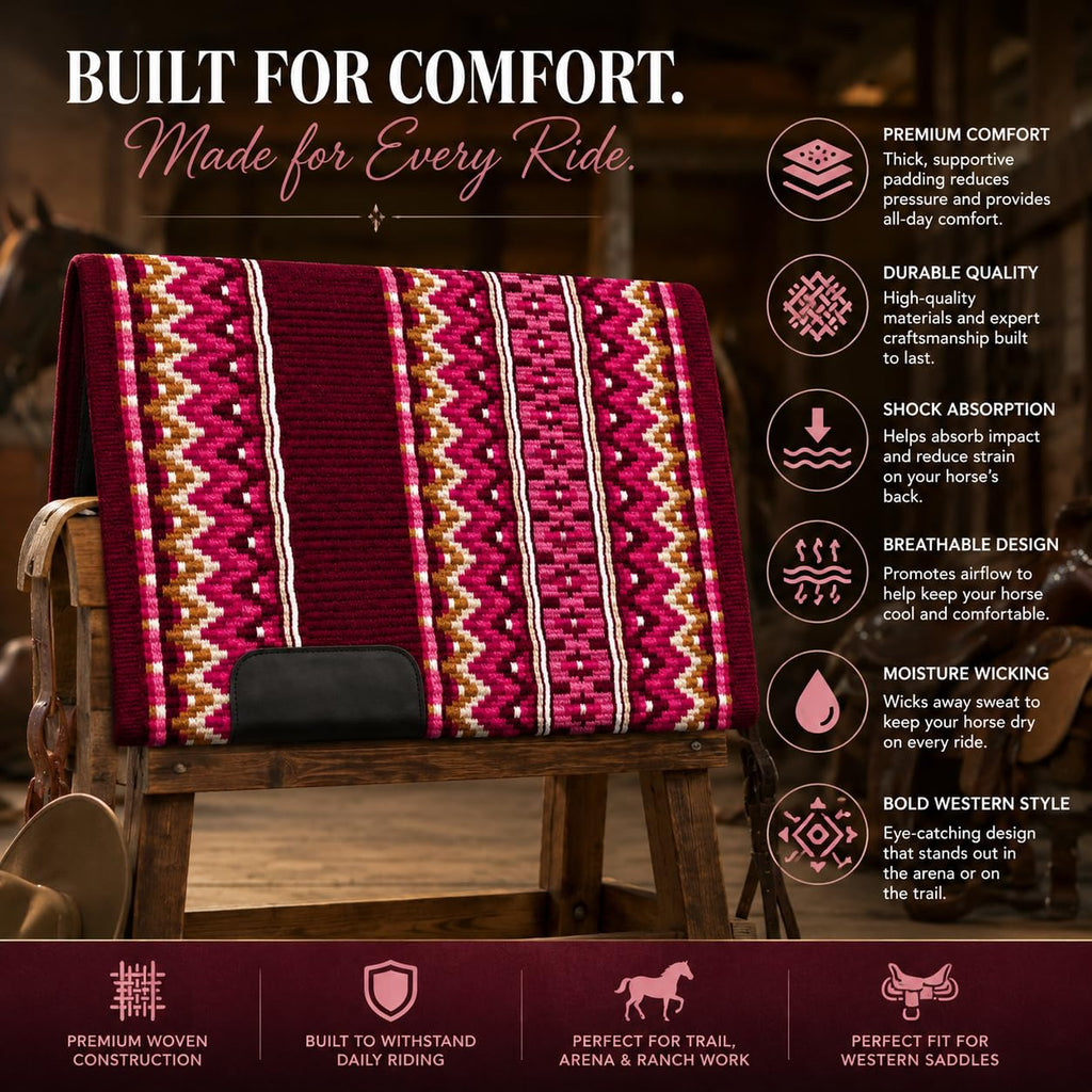 Burgundy Pink Tribal Horse Saddle Pad Y3350