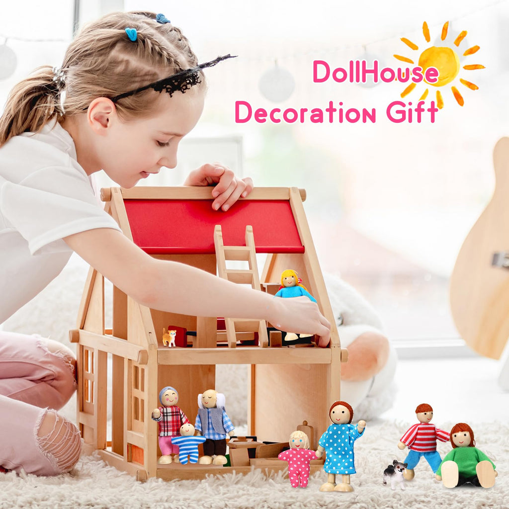 Wooden Dollhouse Family Set Mini People I7627