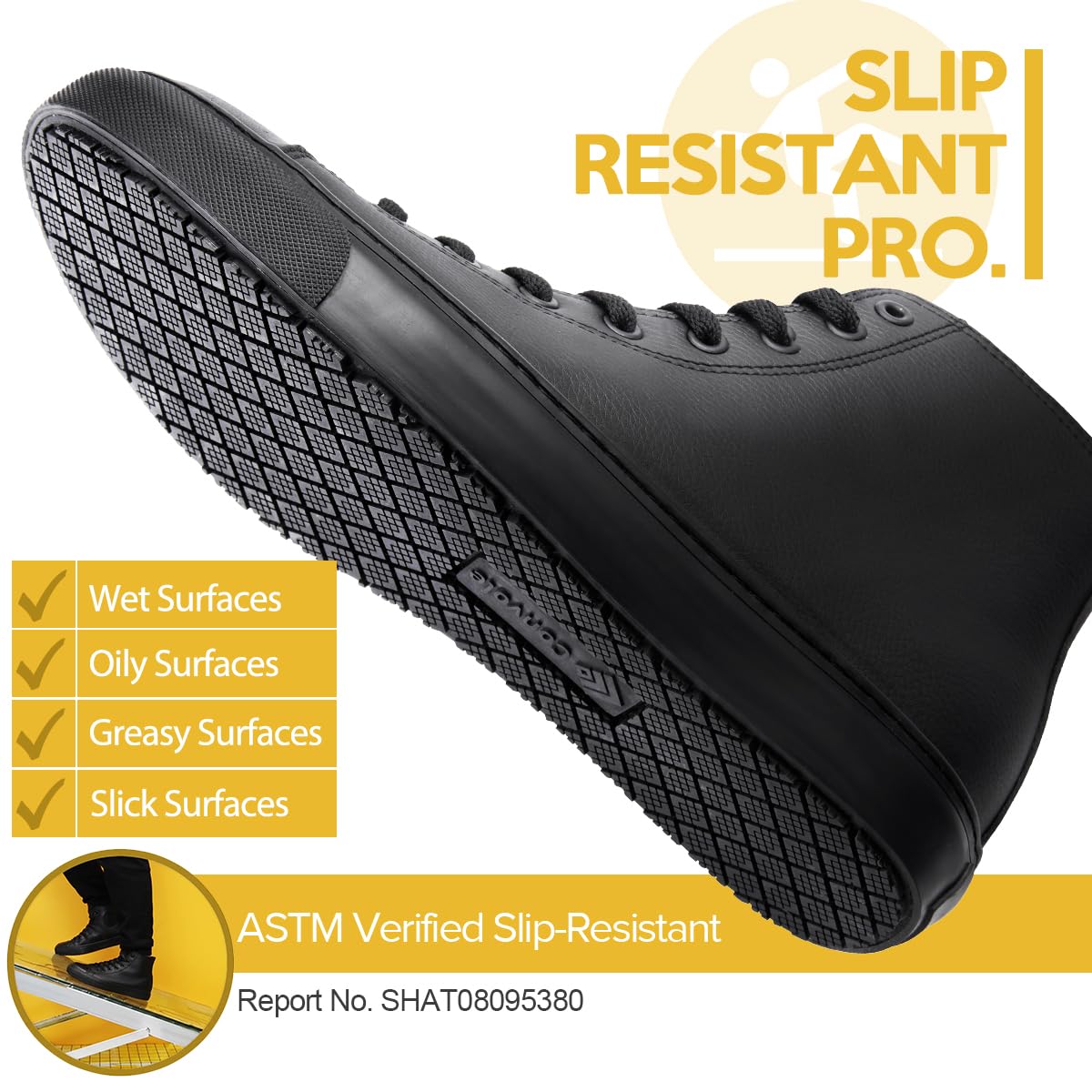Black Waterproof Non-Slip Leather Work Shoes F5841