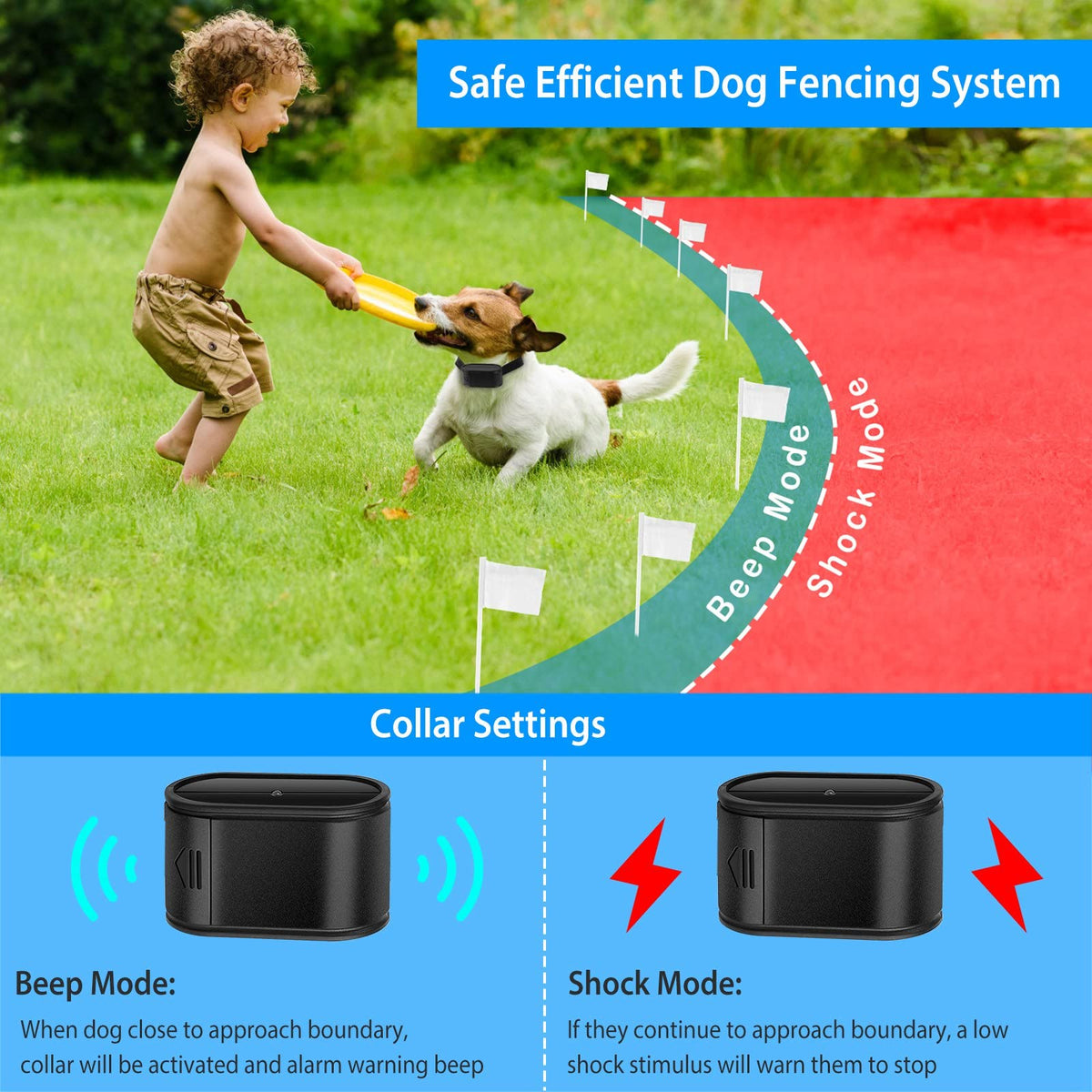 Electric Dog Fence System with 2 Waterproof Collar T6271