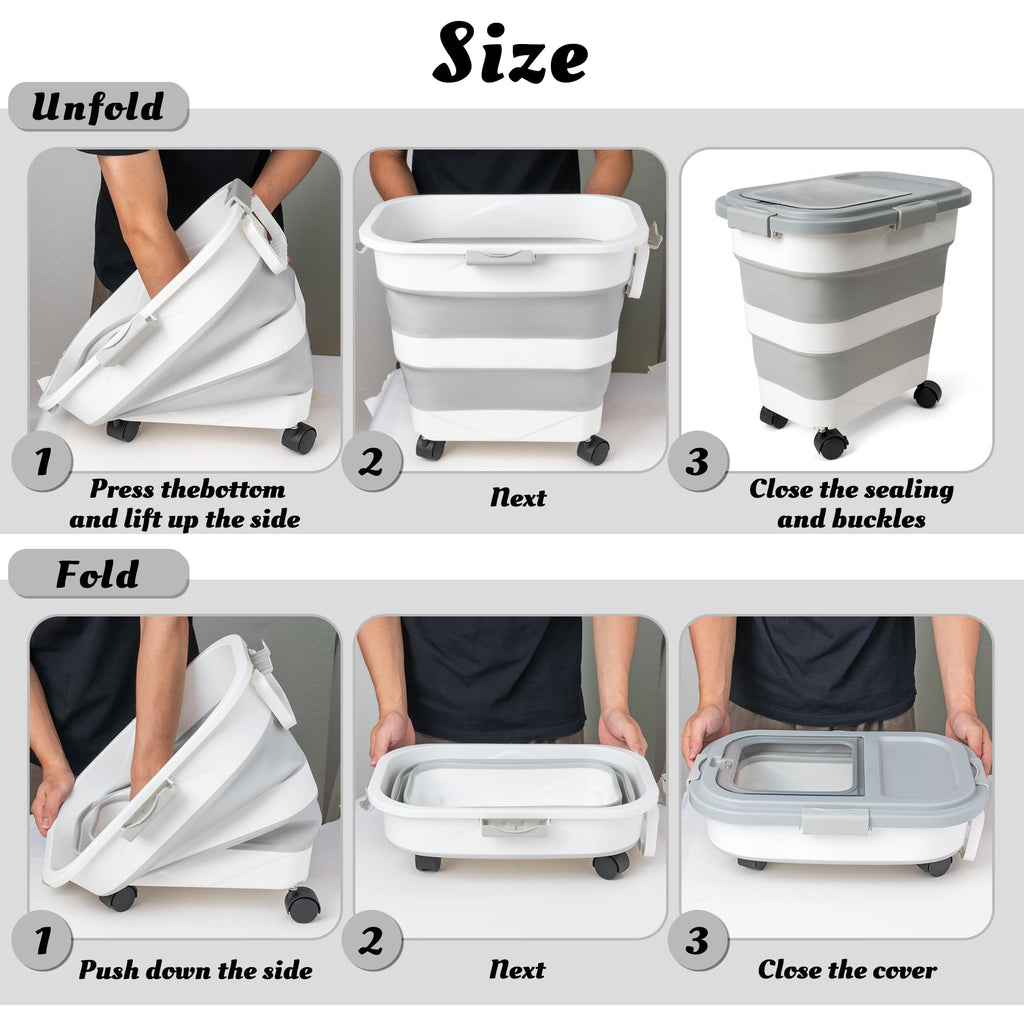 Collapsible Airtight Pet Food Storage Container with Scoop C54397