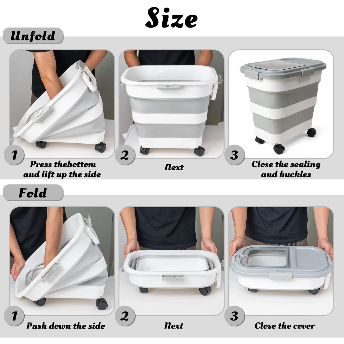 Collapsible Airtight Pet Food Storage Container with Scoop C54397
