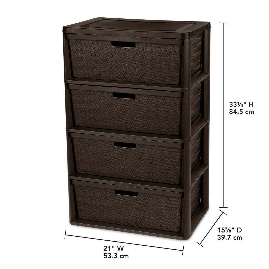 4 Drawer Plastic Storage Organizer Brown F4027