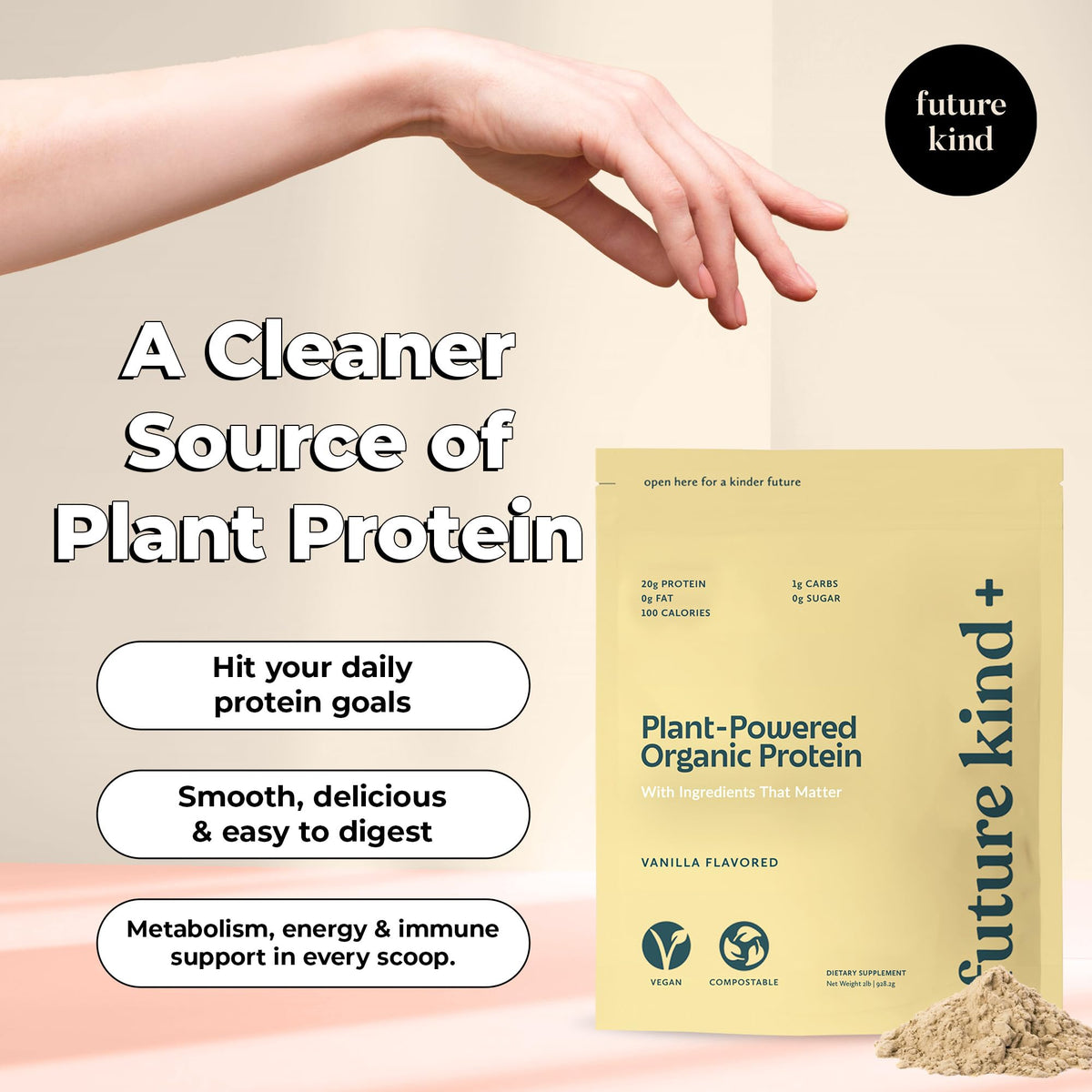 Vegan Protein Powder Vanilla 34 Servings D755899