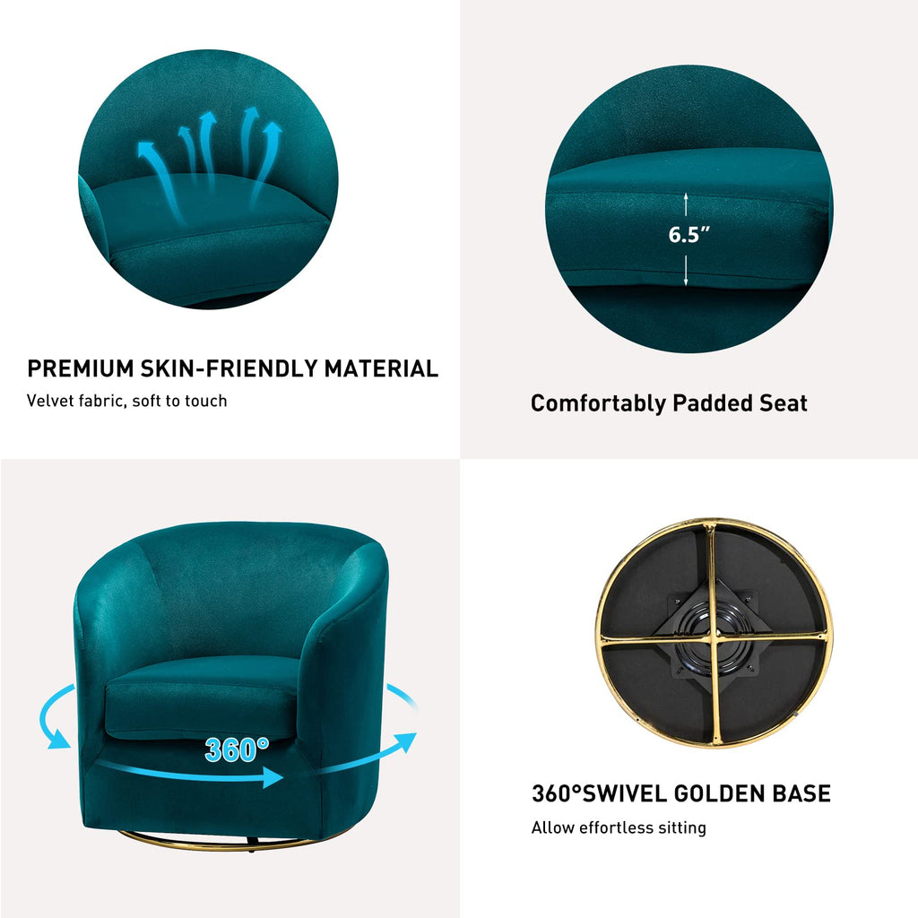 Set of 2 Velvet Swivel Barrel Chair O95781