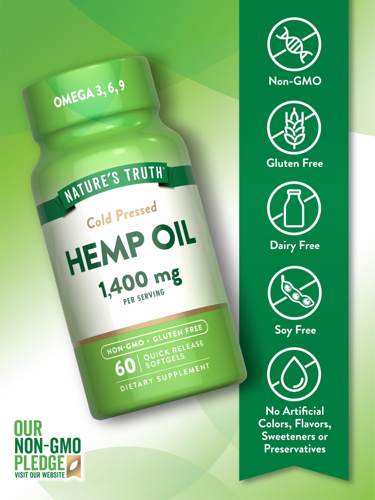 Hemp Oil Softgels 1400mg 60 Count I283387