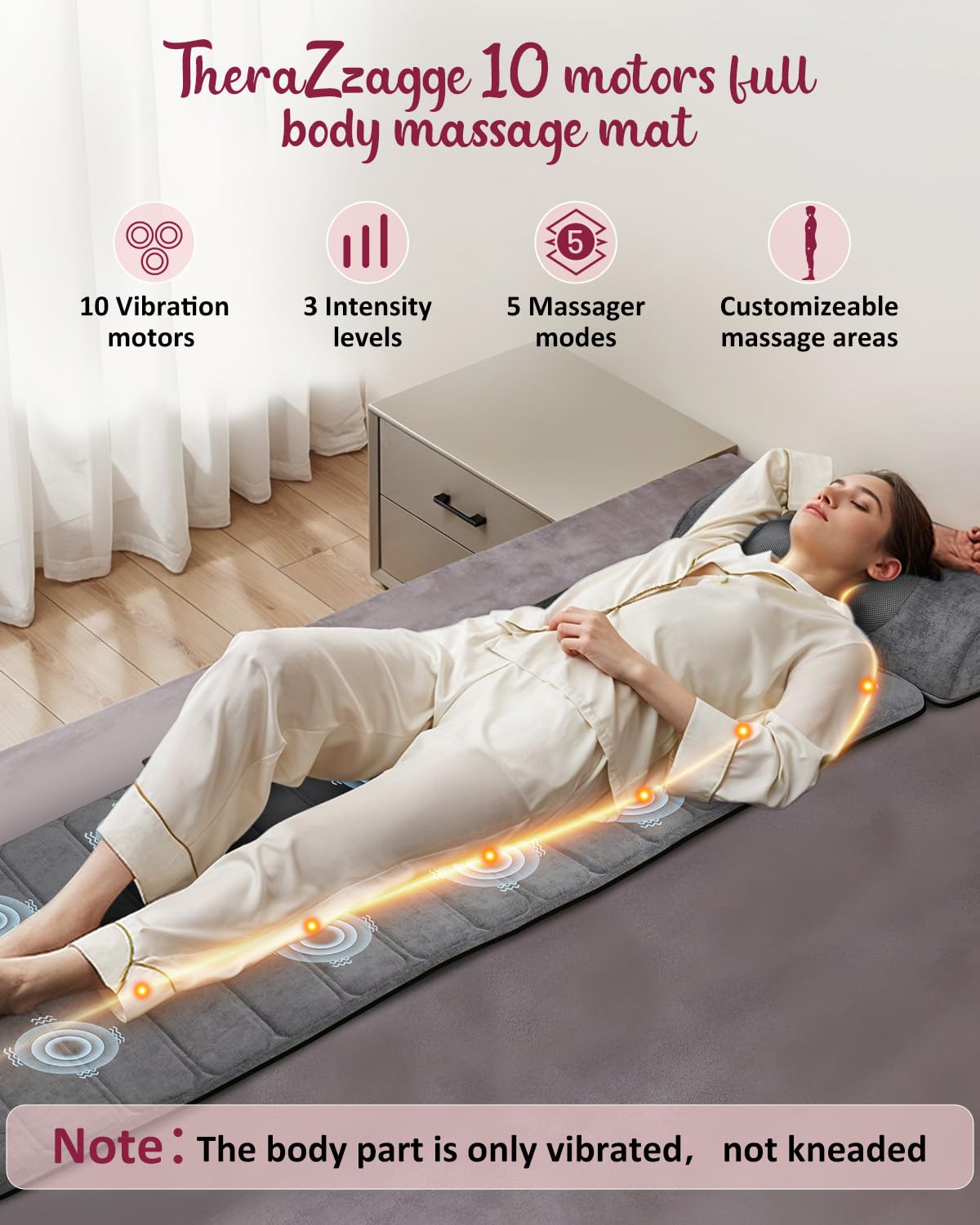 Full Body Massage Mat with Heat Detachable Neck Massager 10 Vibrating Motors F37179