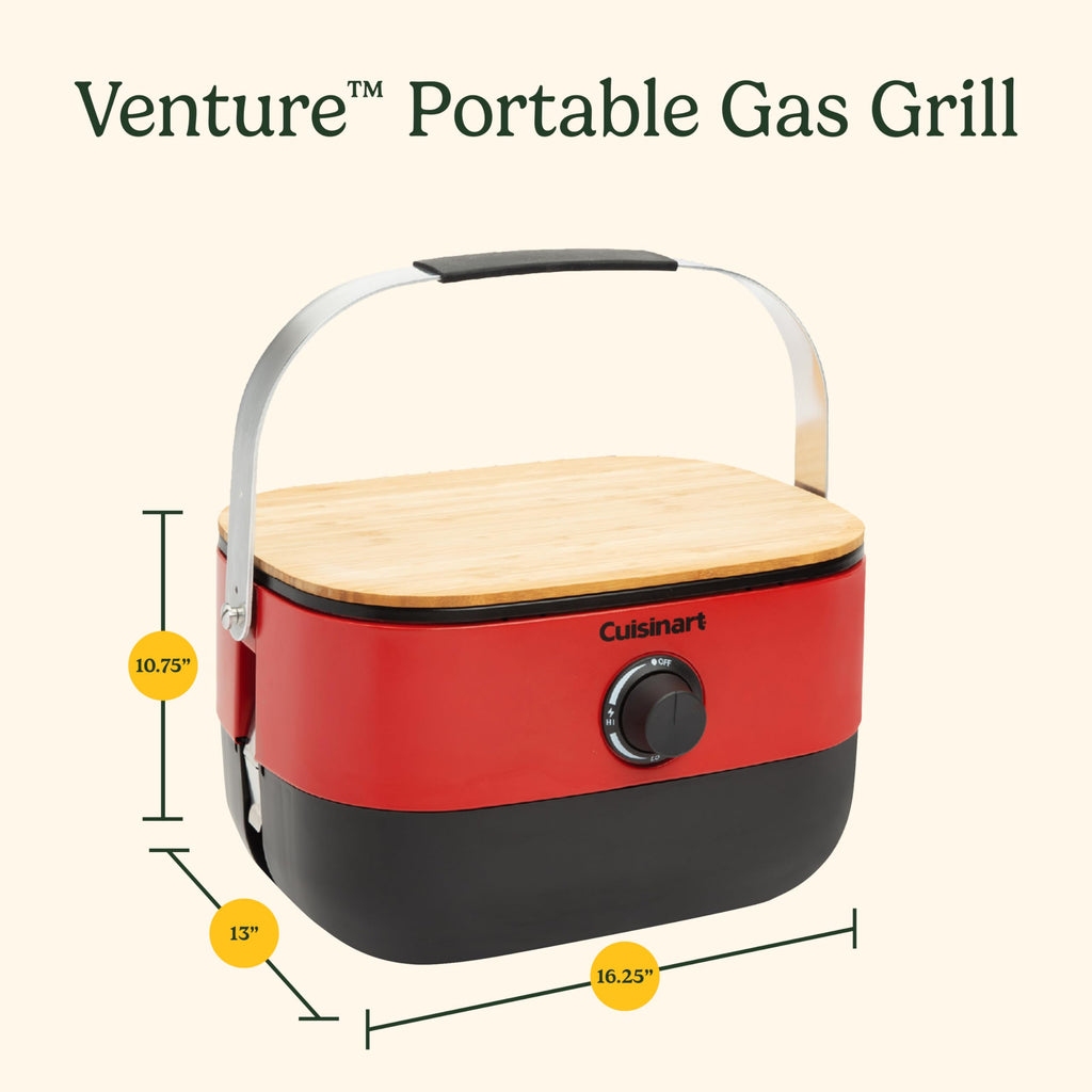 Portable Gas Grill with Cutting Board and Non Stick Cast Iron Grate U2750