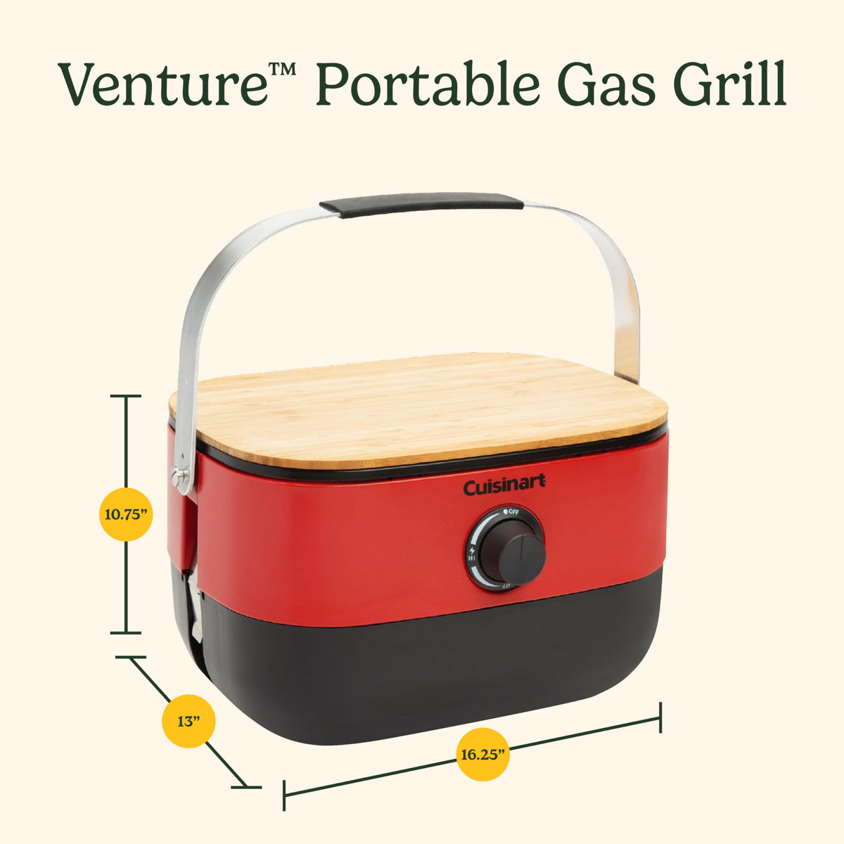 Portable Gas Grill with Cutting Board and Non Stick Cast Iron Grate U2750