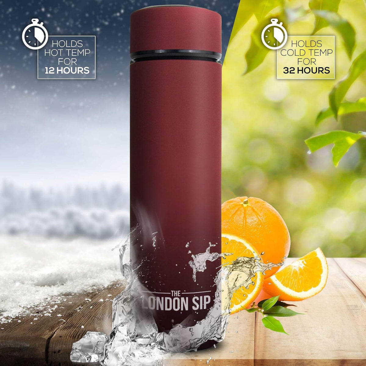 Travel Mug and Tumbler Hot and Cold Double Wall Stainless Steel Thermos, Sacred Red, Pack of 2 P296426