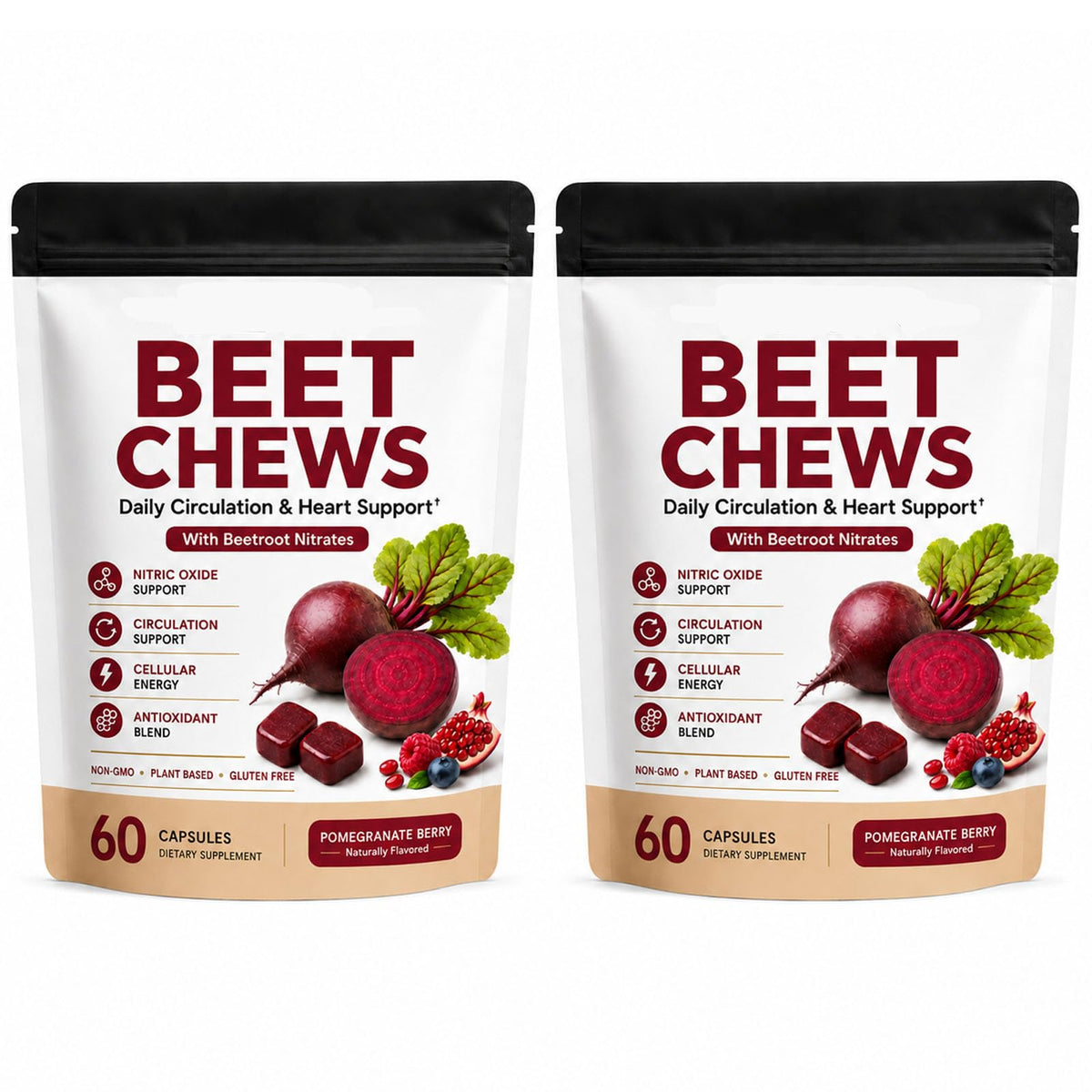 Beet Root Gummies with L-CoQ10 & Grape Seed, Berry Flavor, 60 Chew O29870