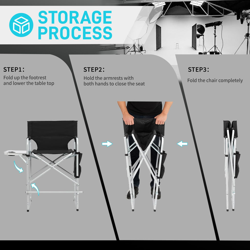 26" Tall Black Folding Directors Chair Z42770