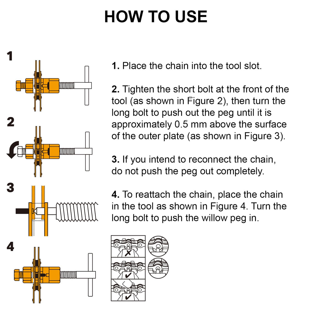 Bike Chain Tool Kit with Chain Breaker, Link Pliers, Chain Checker, Chain Link F460