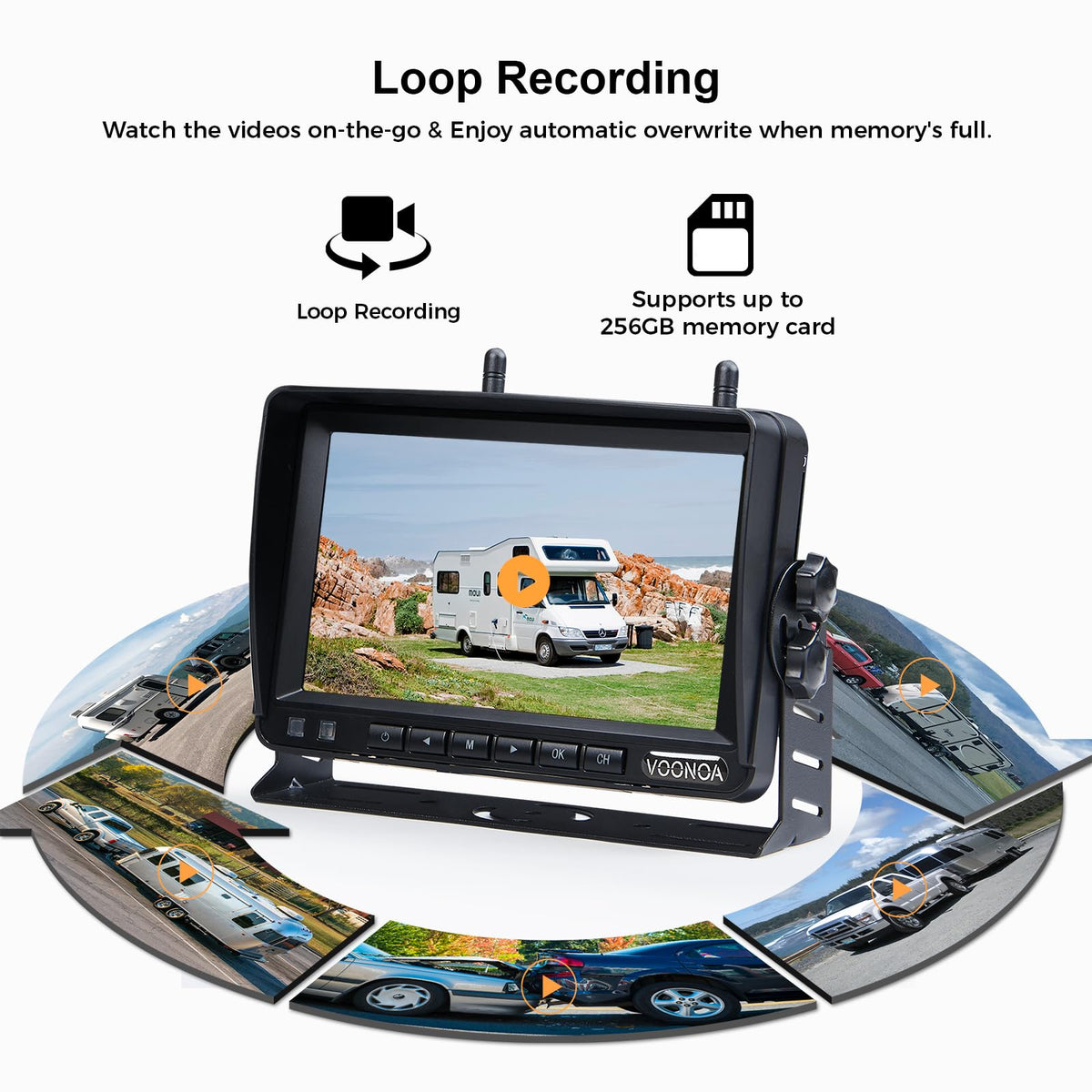 Magnetic Wireless Backup Camera with 7'' HD 1080P DVR Monitor System O53903