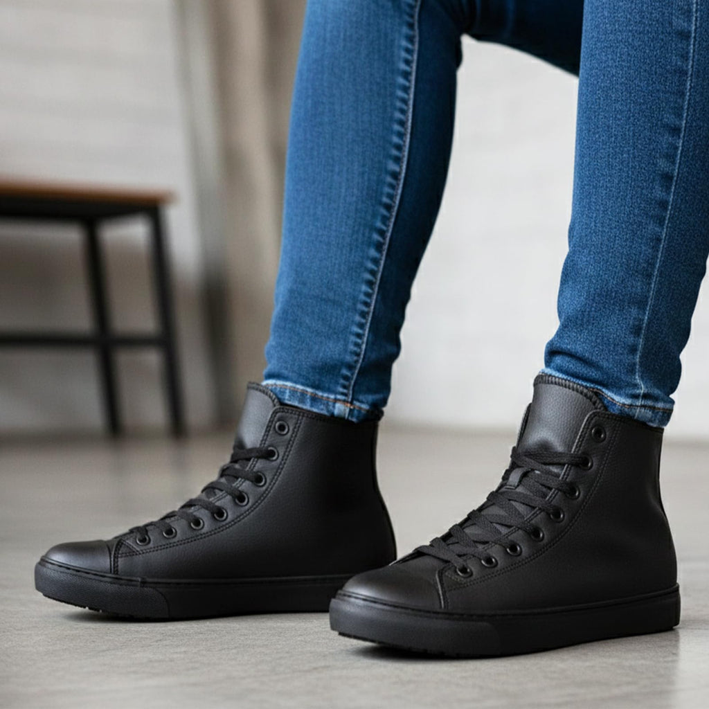 Black Waterproof Non-Slip Leather Work Shoes F5841