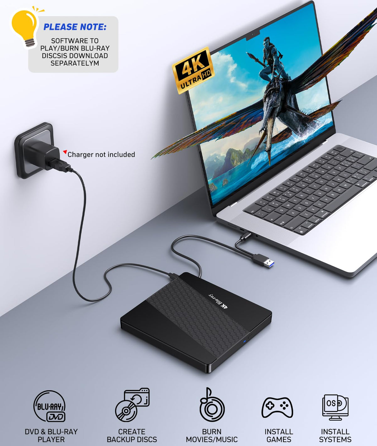 4k Blu Ray Drive with Carry Case O39745