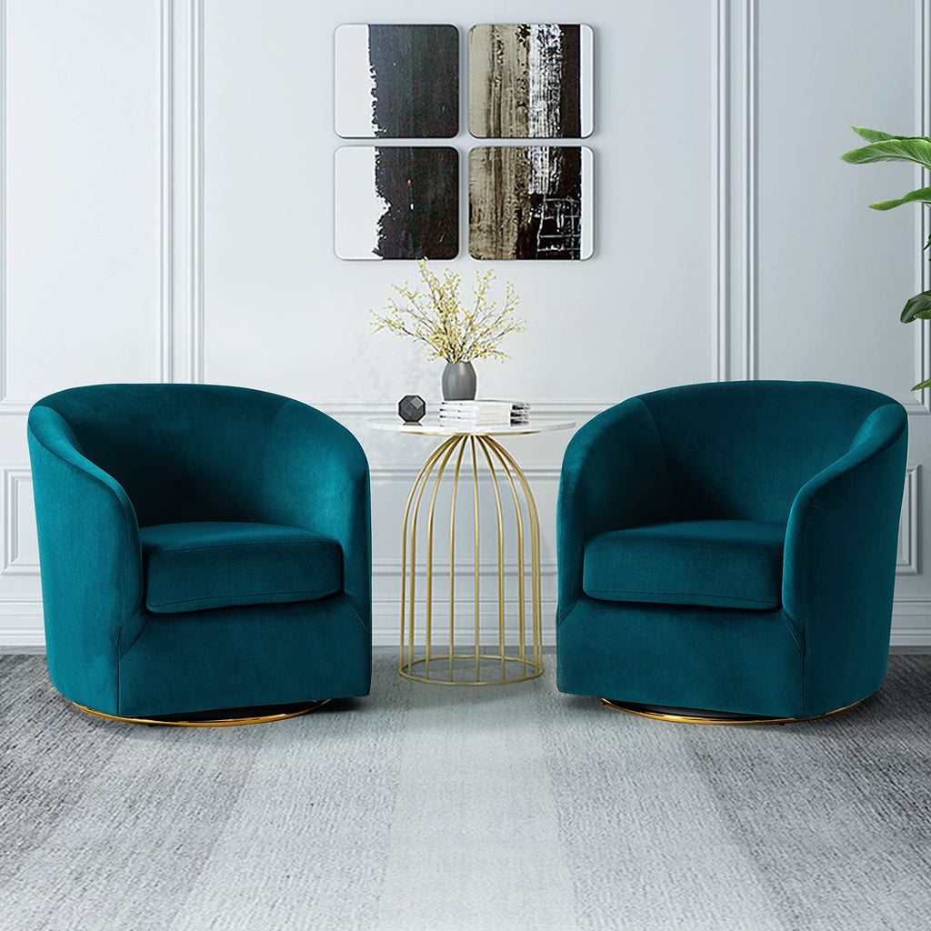 Set of 2 Velvet Swivel Barrel Chair O95781