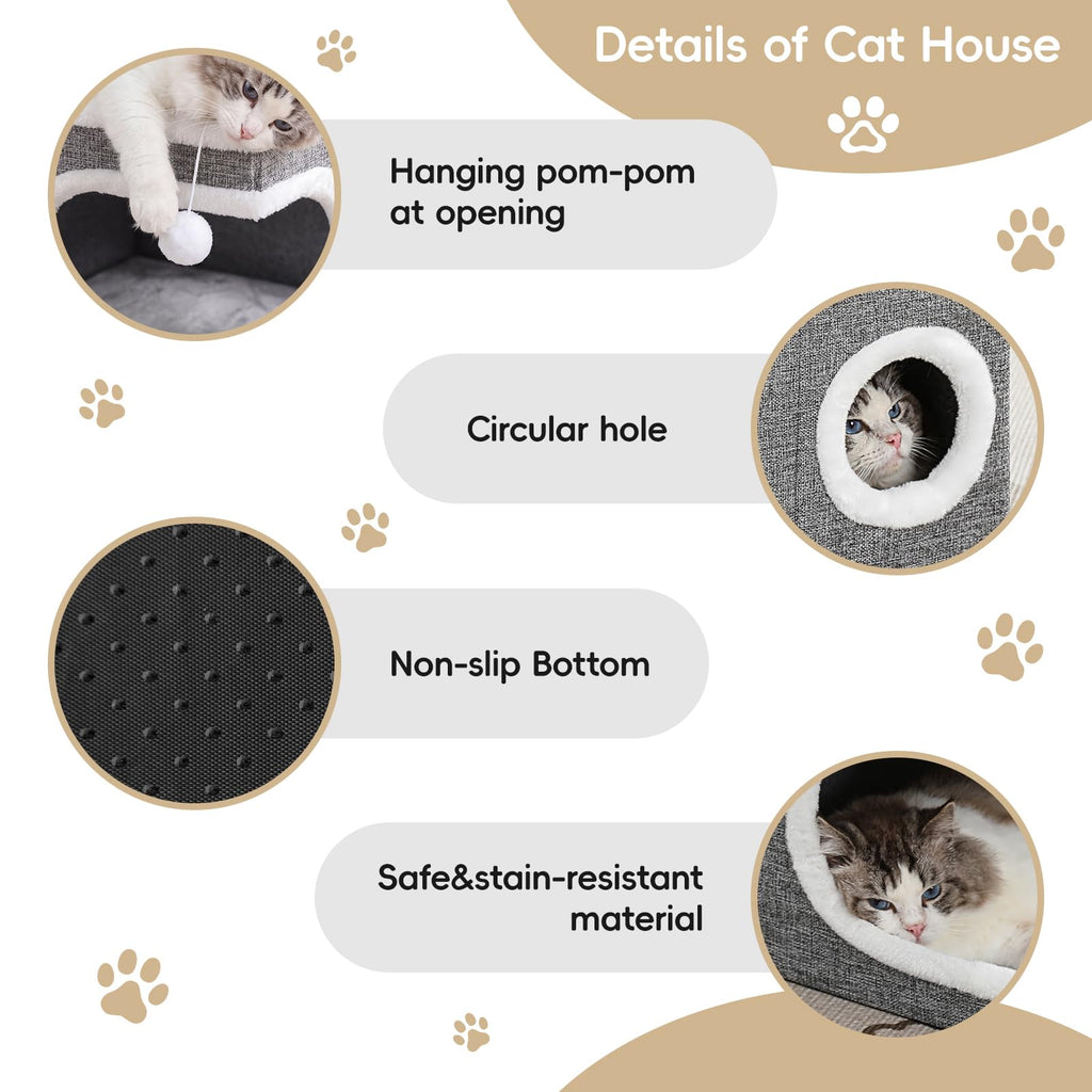 Large Covered Cat Bed Cave, Grey, 16in V726