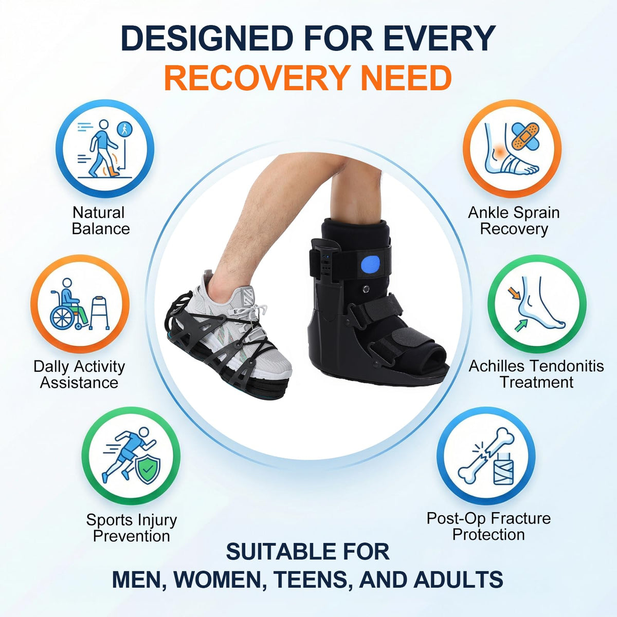 Inflatable Air Cam Walker Fracture Boot with Adjustable Shoe Lift Q428