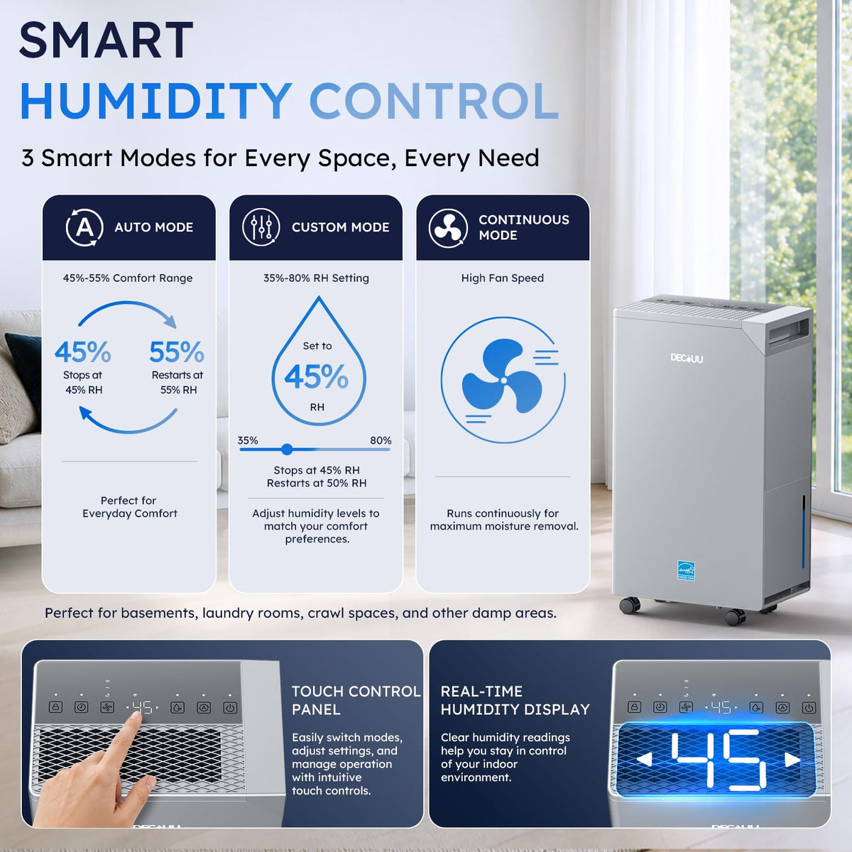 5000 Sq.Ft 100 Pint Dehumidifier with Drain Hose N735