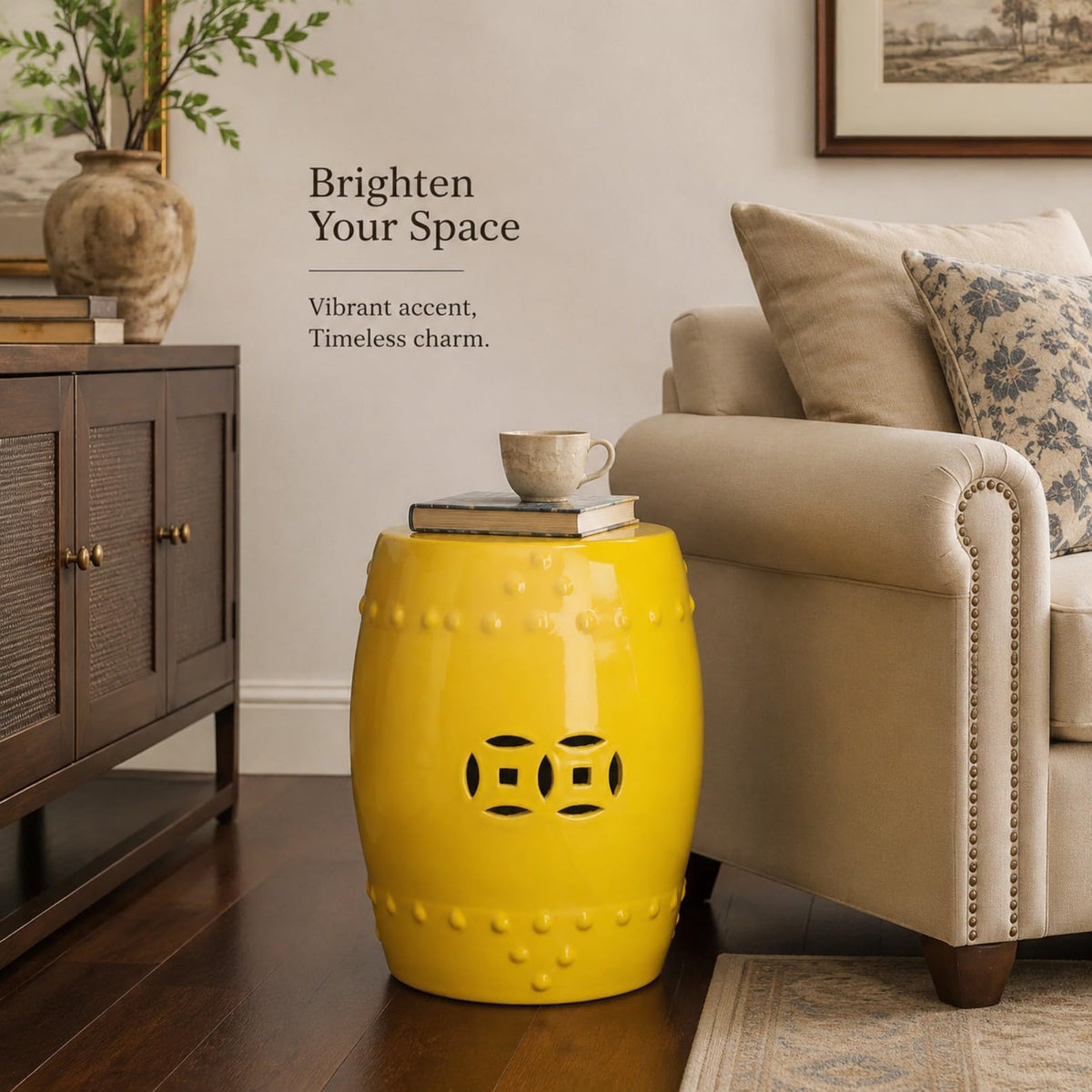 Hollow-Carved Ceramic Garden Stool M926750