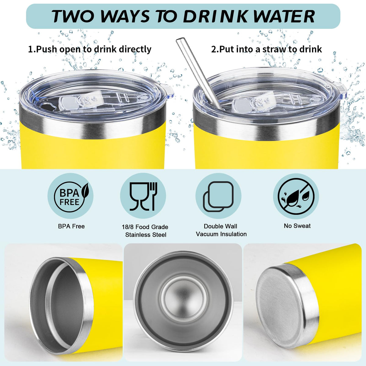 20oz Stainless Steel Vacuum Insulated Tumbler with Straw Q187845