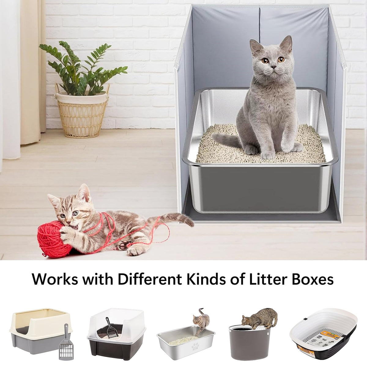 Extra Large Open Top High Sided Cat Litter Box Enclosure H3994