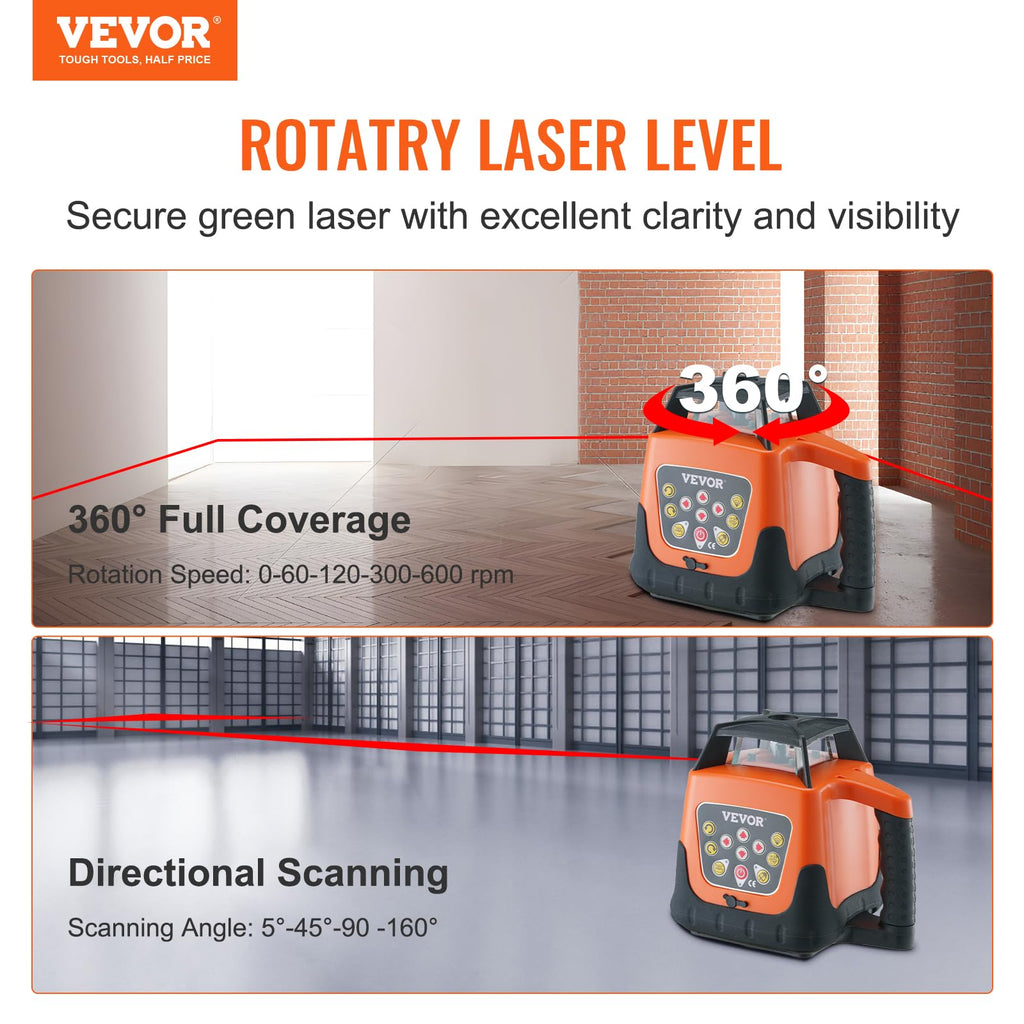Rotary Laser Level 360 Degree Self-Leveling Red Cross Line W72104