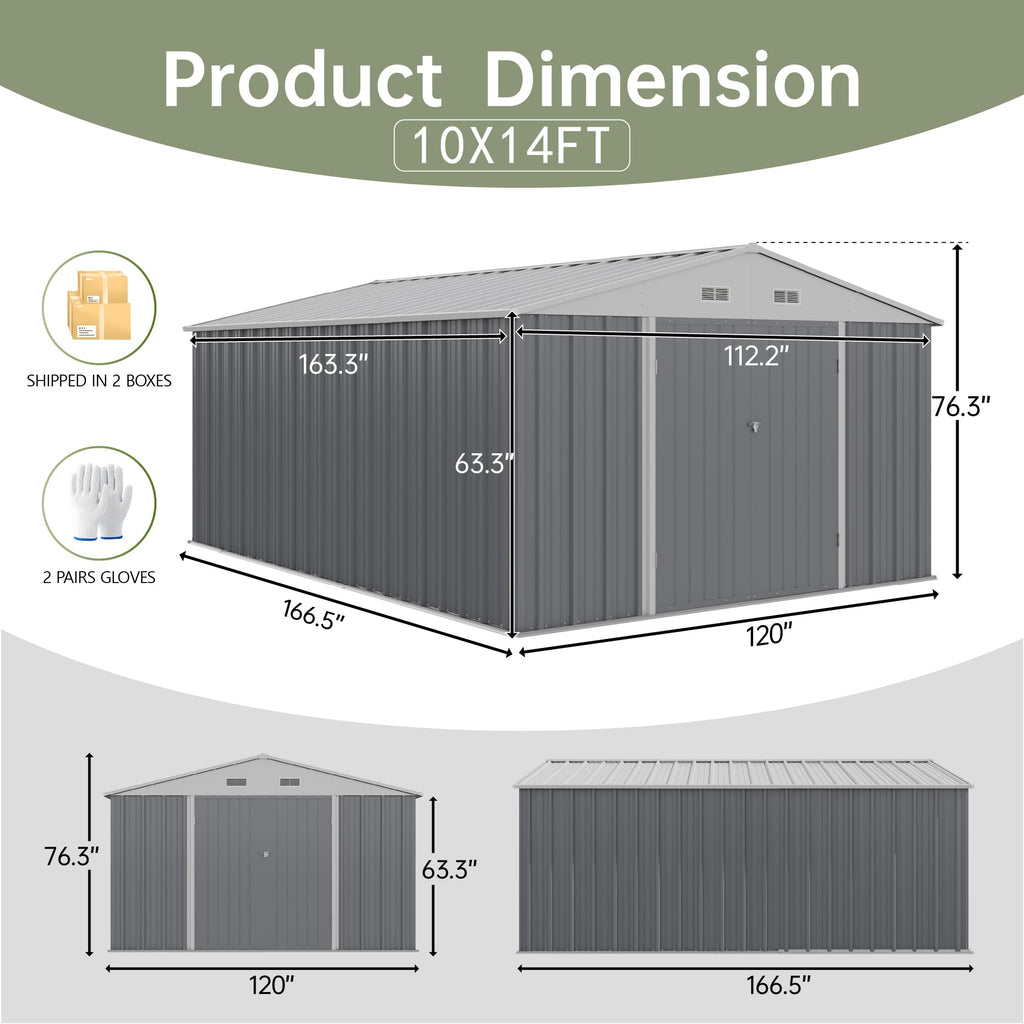 10x14 FT Outdoor Storage Shed Q28657