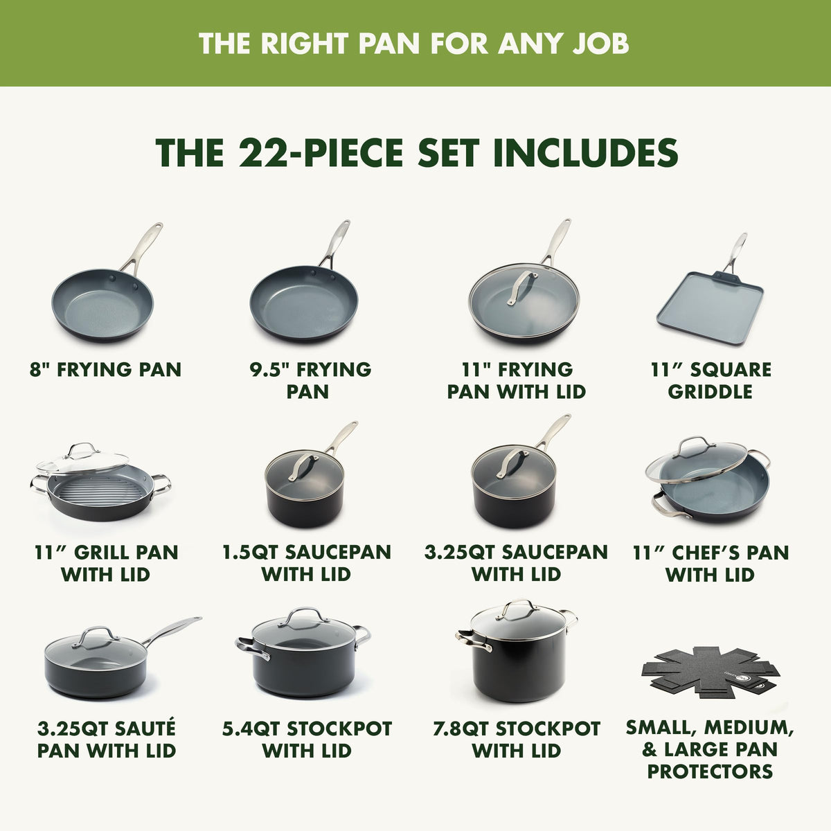 22 Piece Ceramic Nonstick Cookware Set T701
