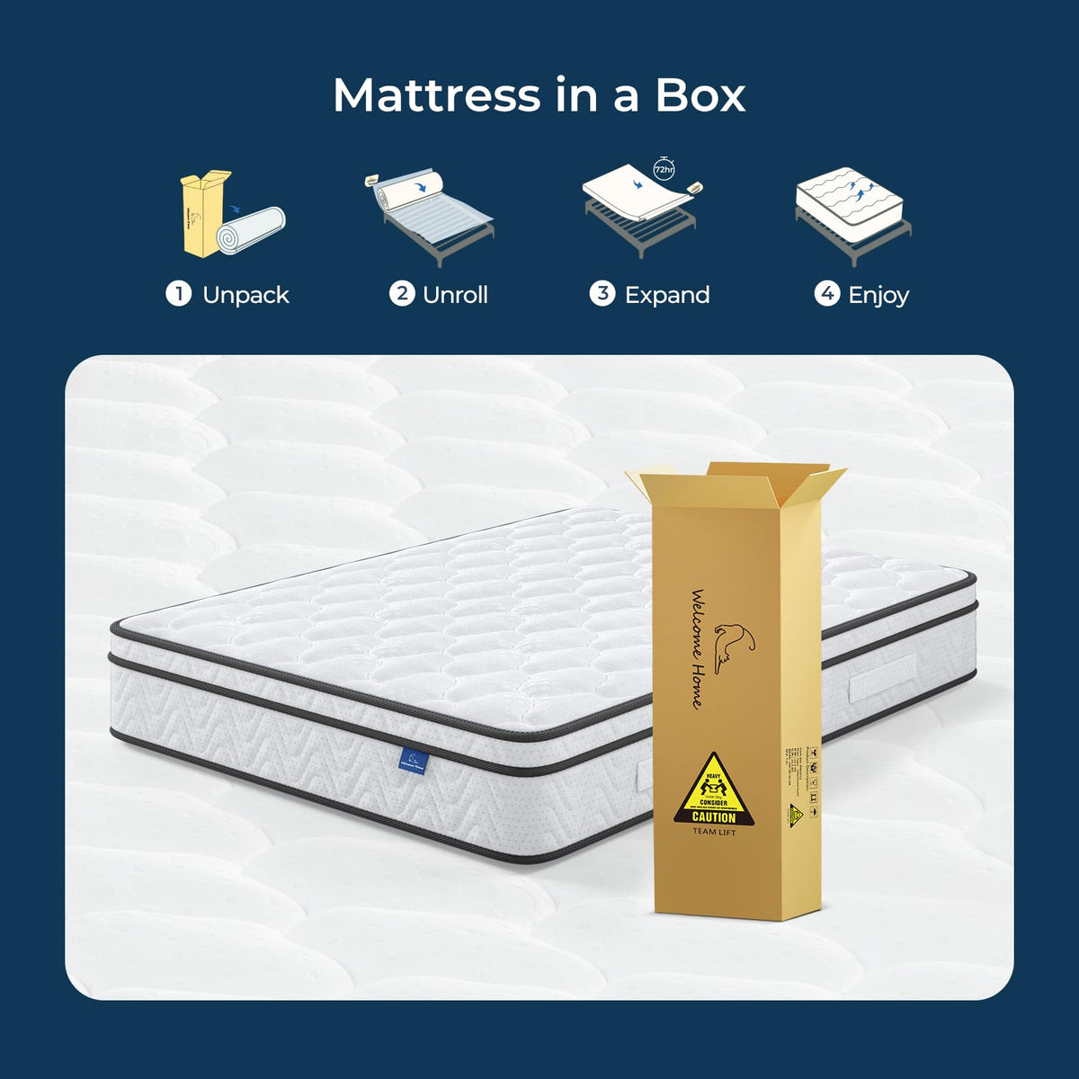 Full 12 Inch Hybrid Mattress in a Box C8634
