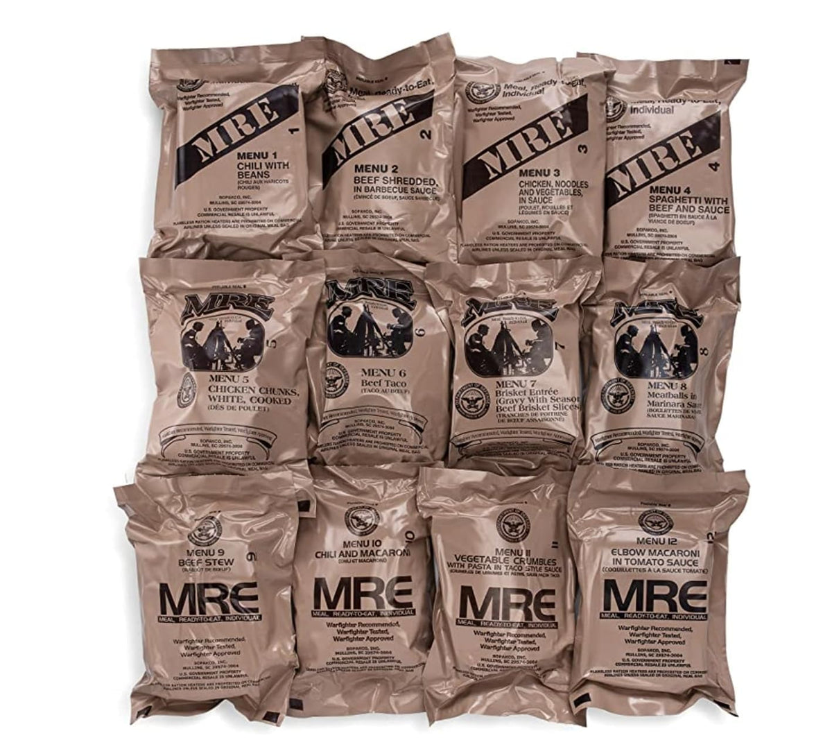 MRE Meals Ready to Eat 12 Pack M723