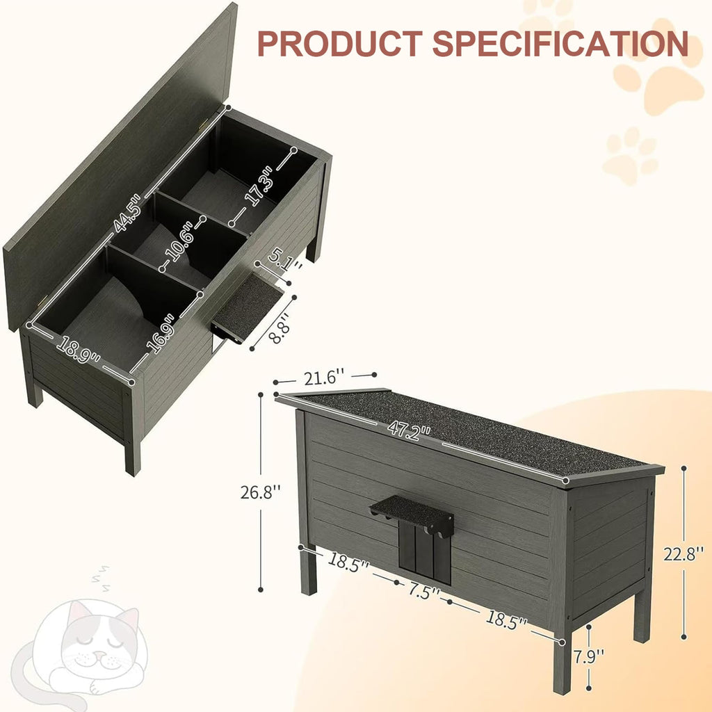 Insulated Weatherproof Wooden Outdoor Cat House P88259