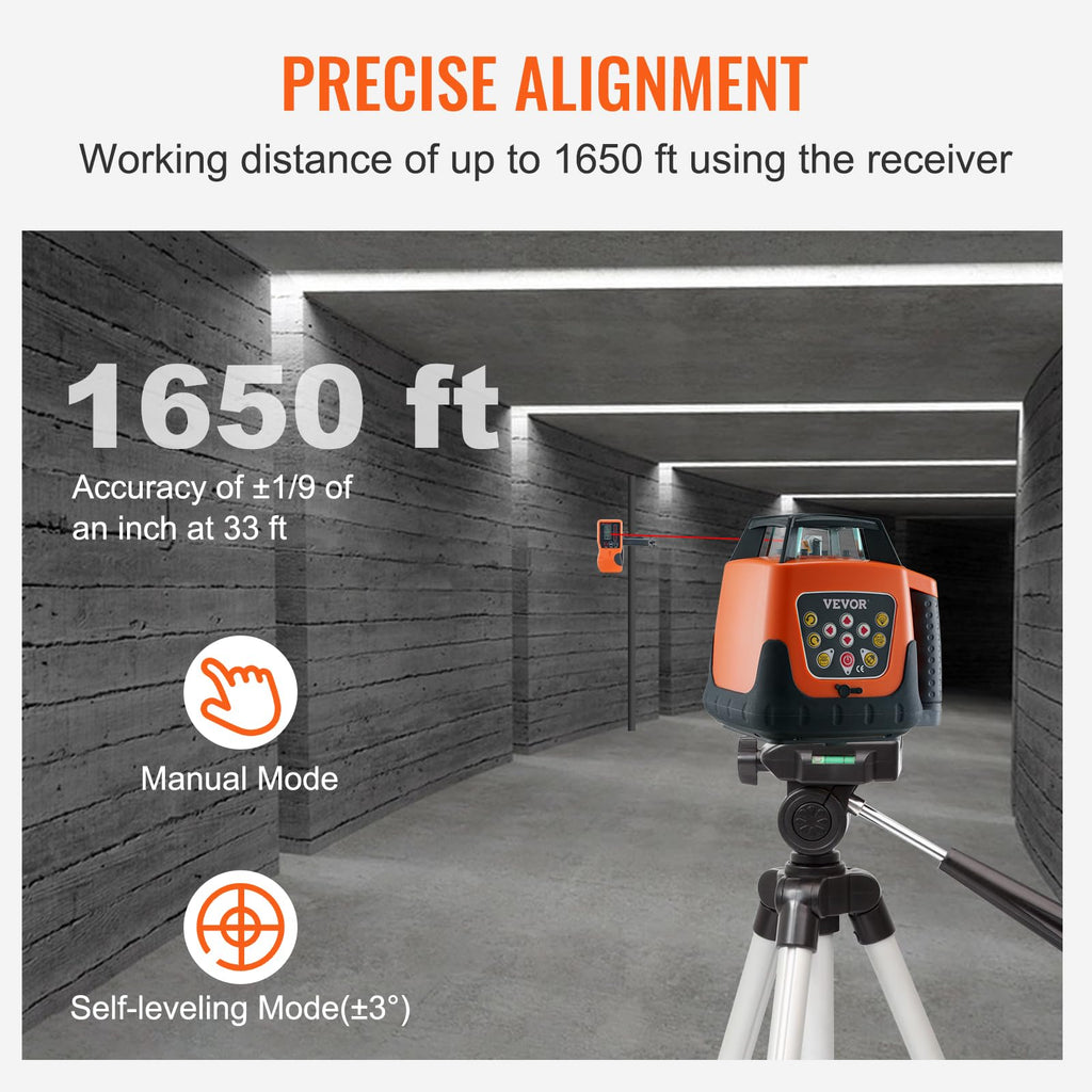 Rotary Laser Level 360 Degree Self-Leveling Red Cross Line W72104