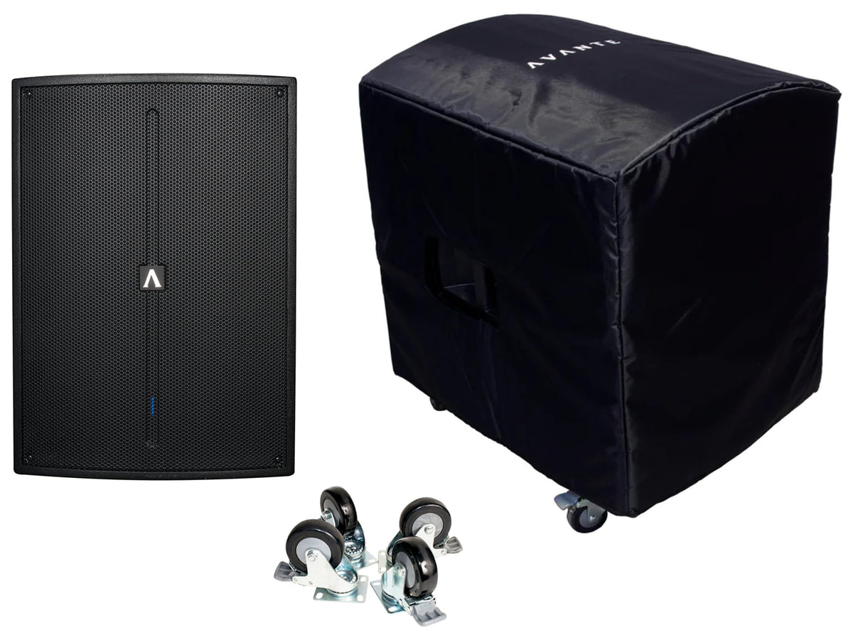18" Active PA Subwoofer with Cover and Set of 4 Wheels U828822