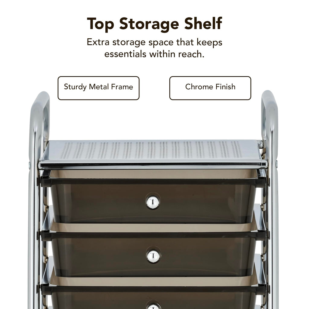 10 Drawer Rolling Storage Cart with Black Drawers B839017
