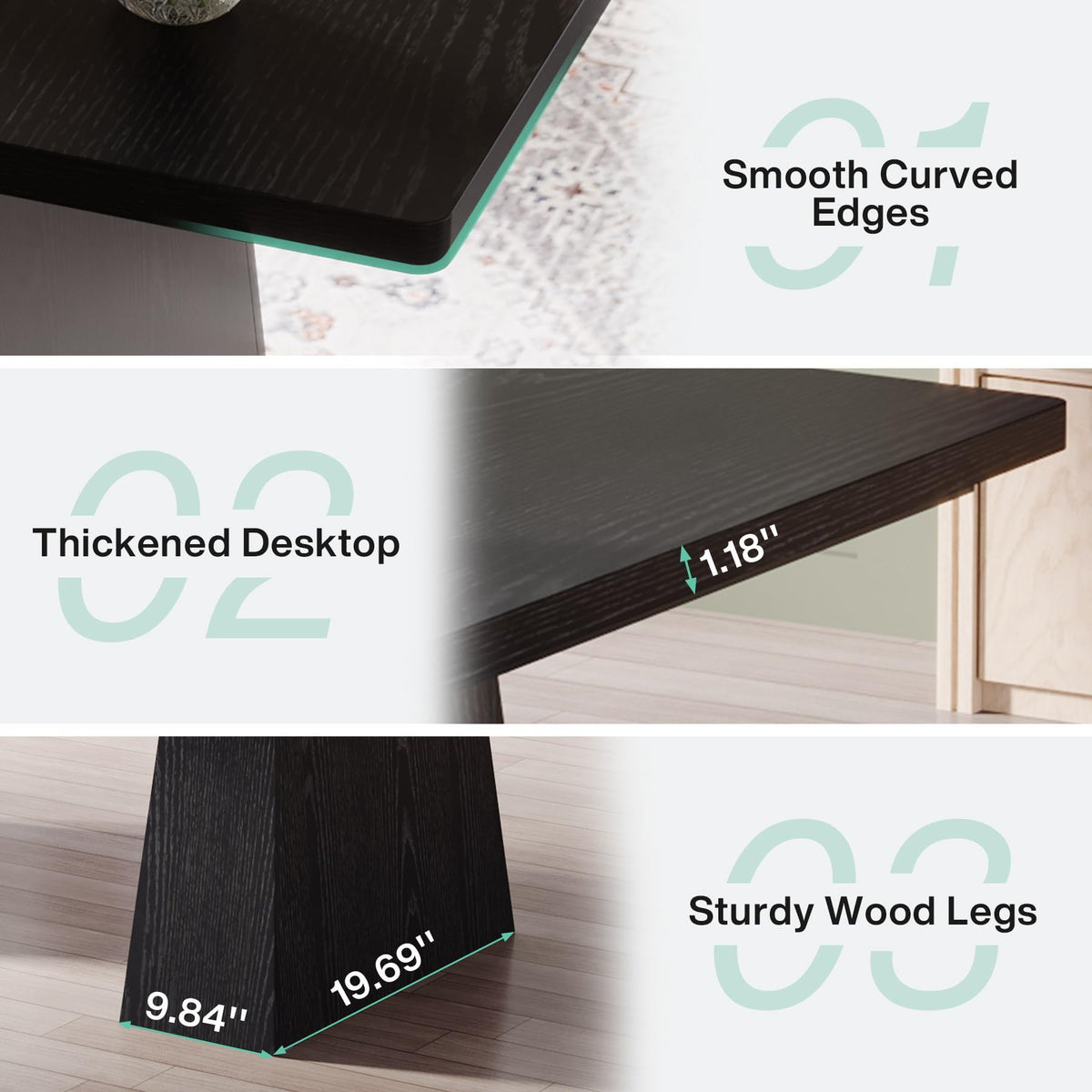 63-Inch Black Executive Desk with Double Pedestal O348218