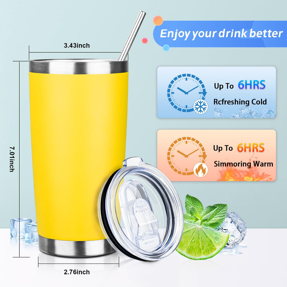 20oz Stainless Steel Vacuum Insulated Tumbler with Straw Q187845