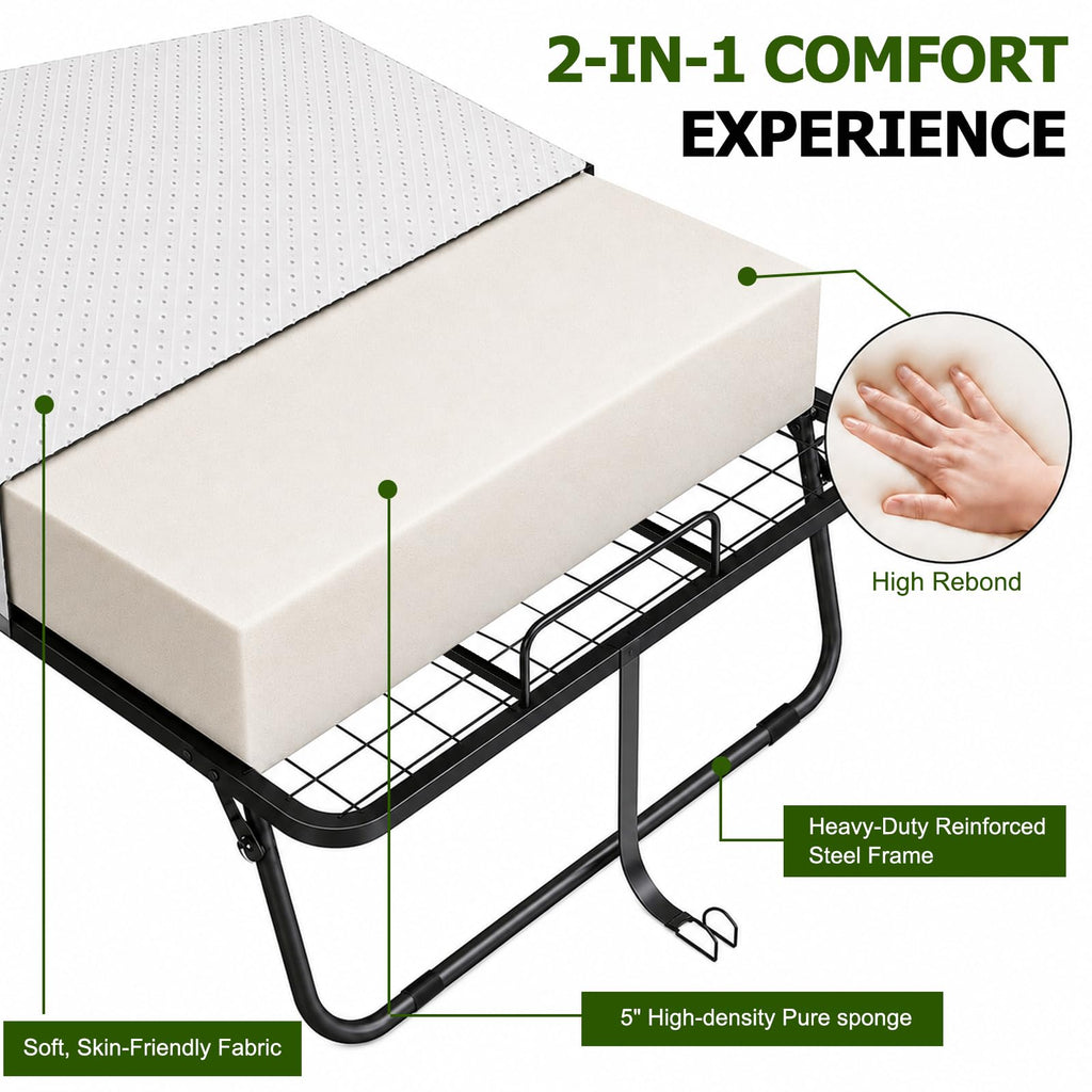 Folding Bed with Mattress Twin 75 x 38 in N31616