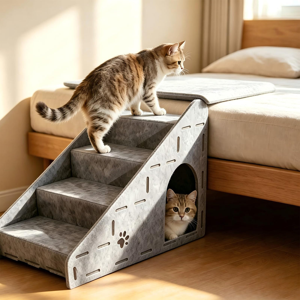 Felt 4-Step Foldable Pet Stairs W824036