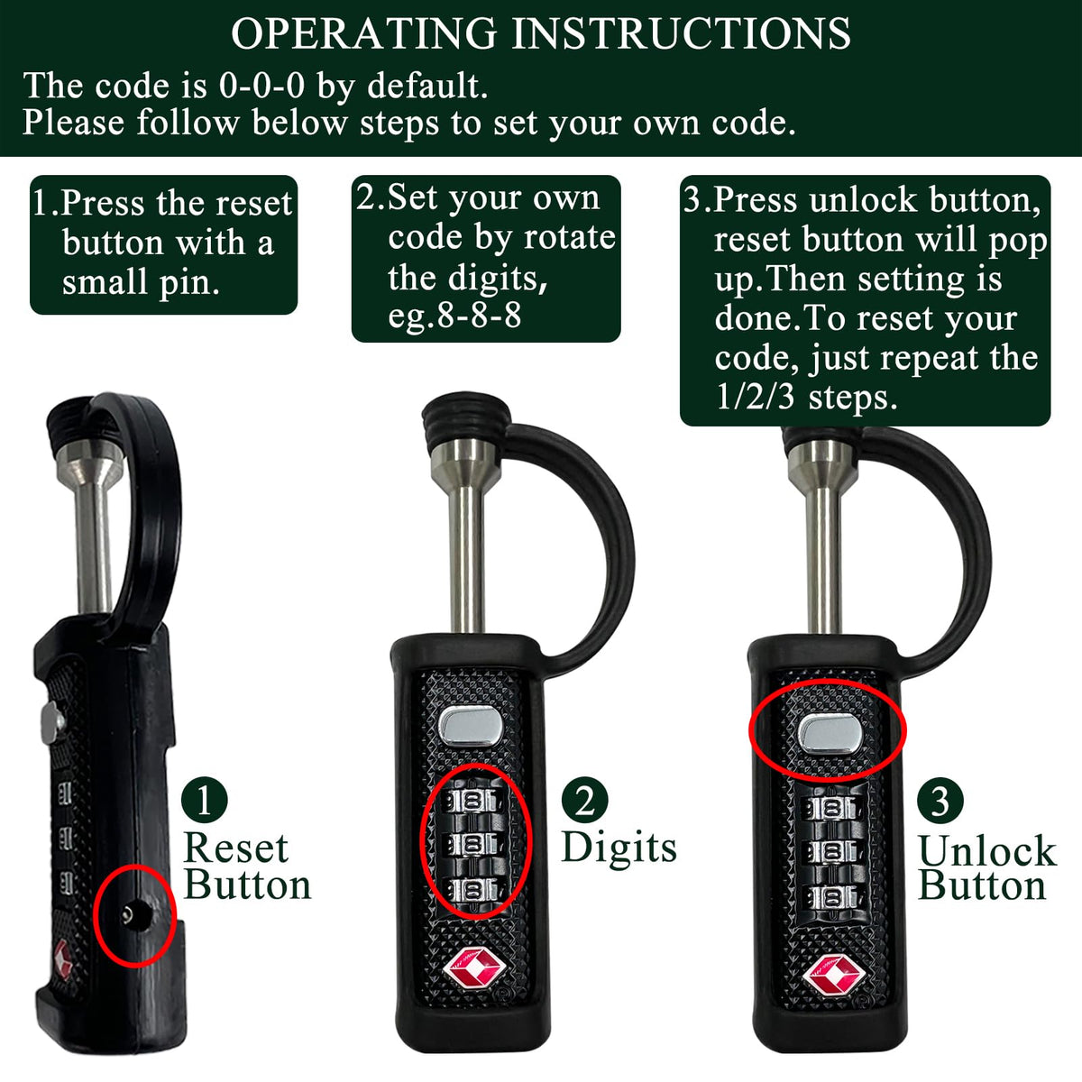 TSA Lock 3-Dial Combo Padlock 2 Pack L436