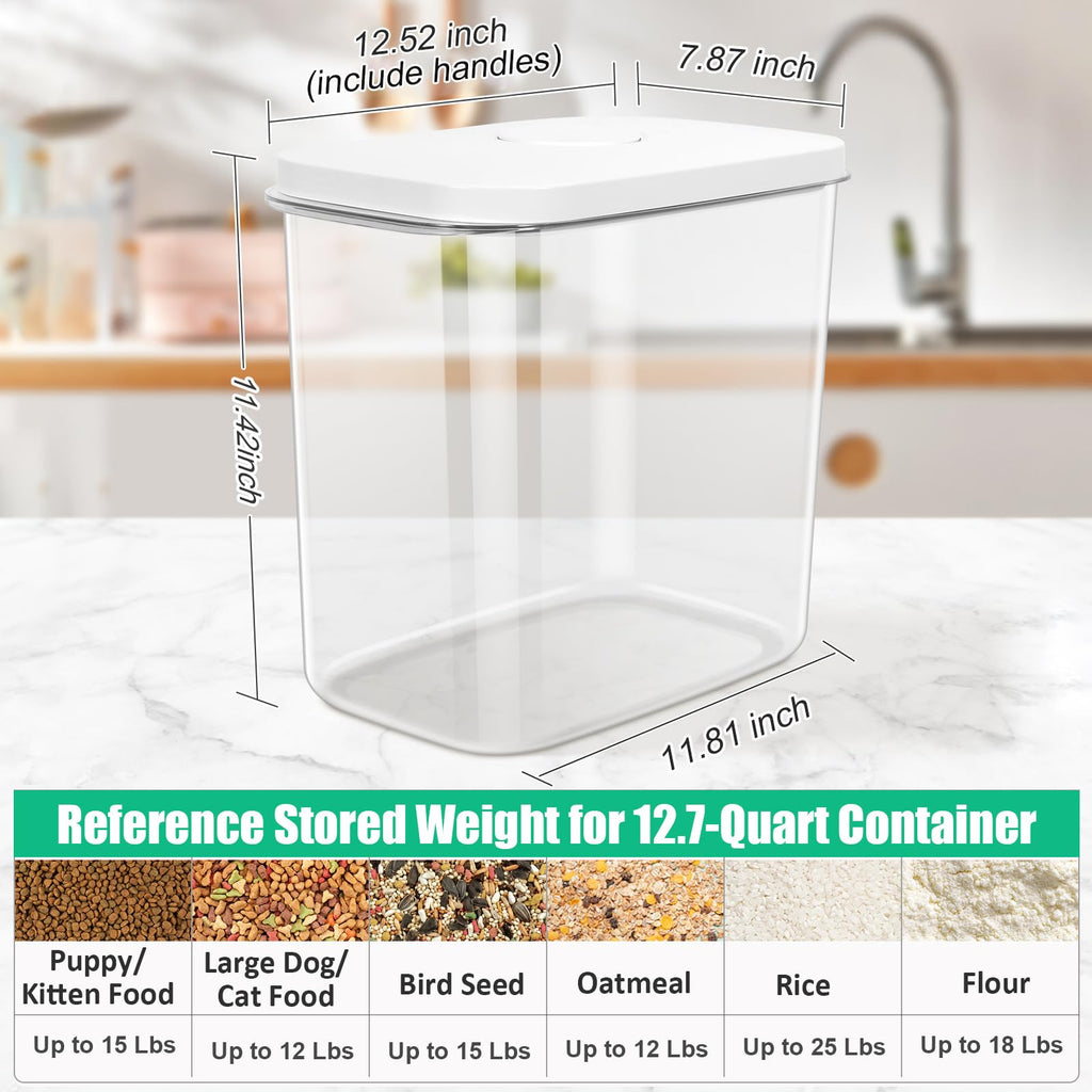Dog Cat Food Storage Container with Handles, Stackable Pop Up Lids I73972