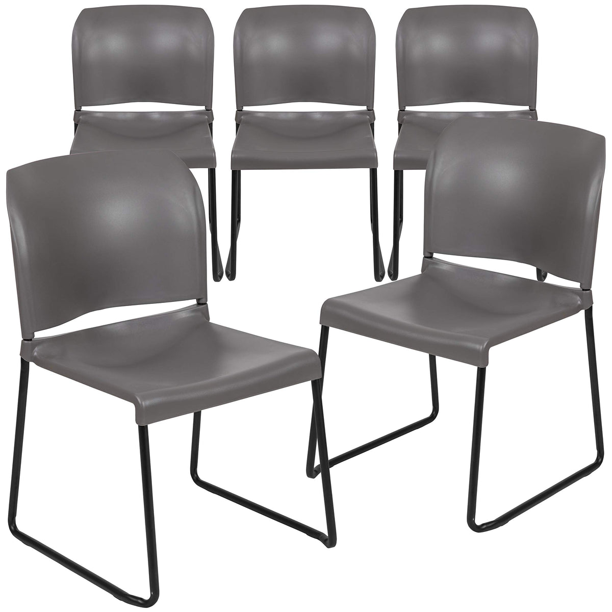 Gray Stacking Chairs Set of 5 W581827