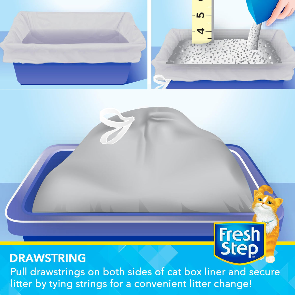 Unscented Drawstring Cat Litter Box Liners, 15 Ct D5821