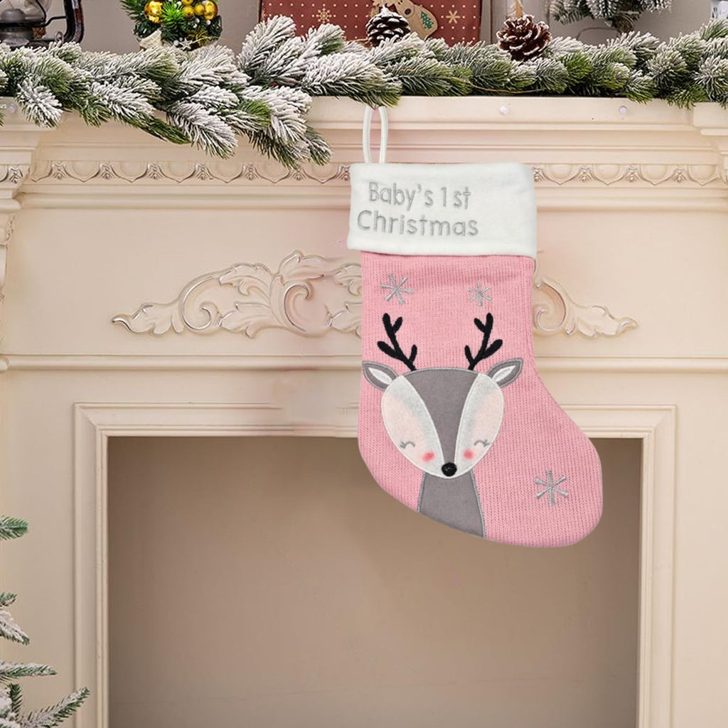 Pink Grey Christmas Stocking B31518