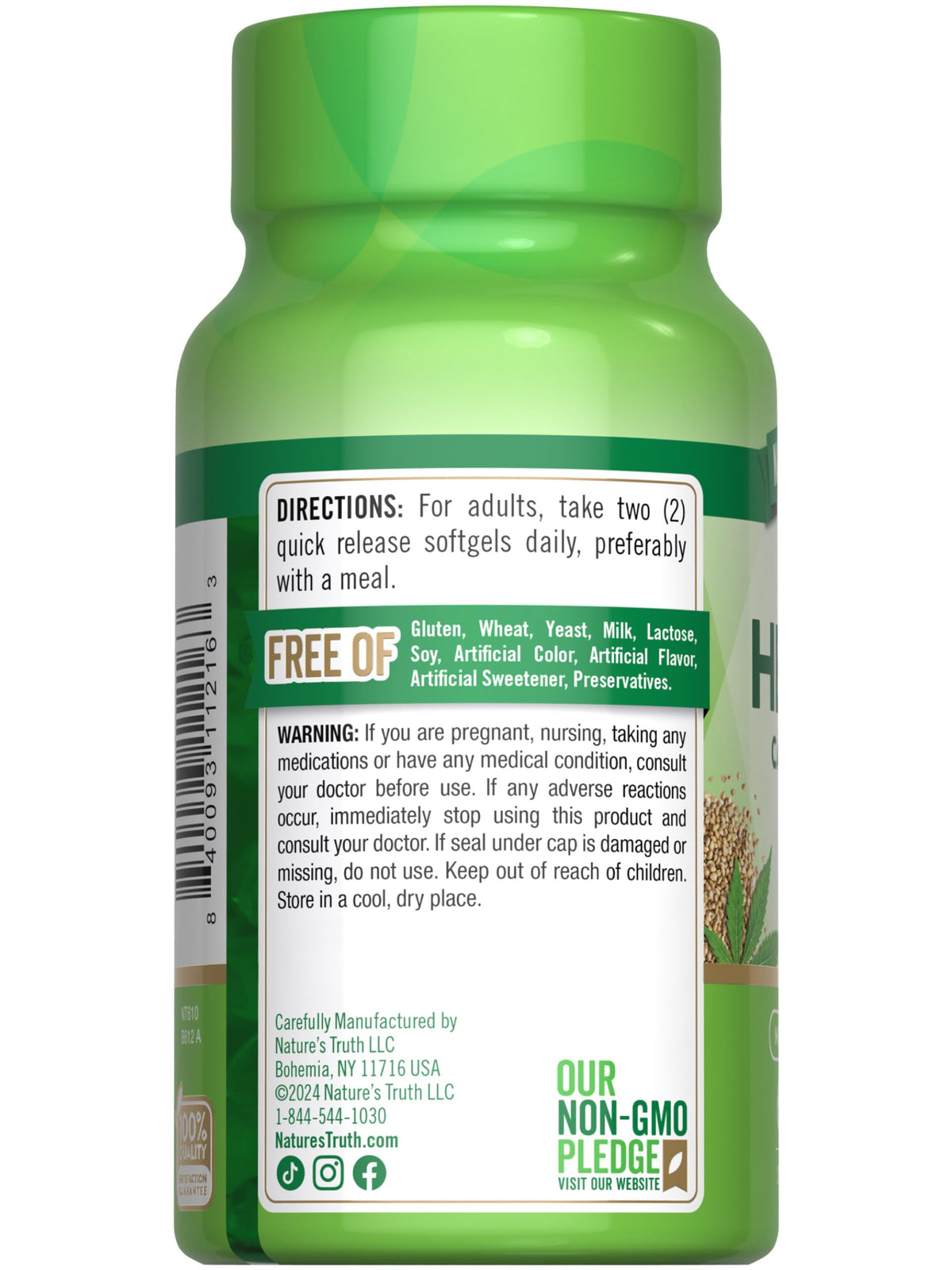Hemp Oil Softgels 1400mg 60 Count I283387