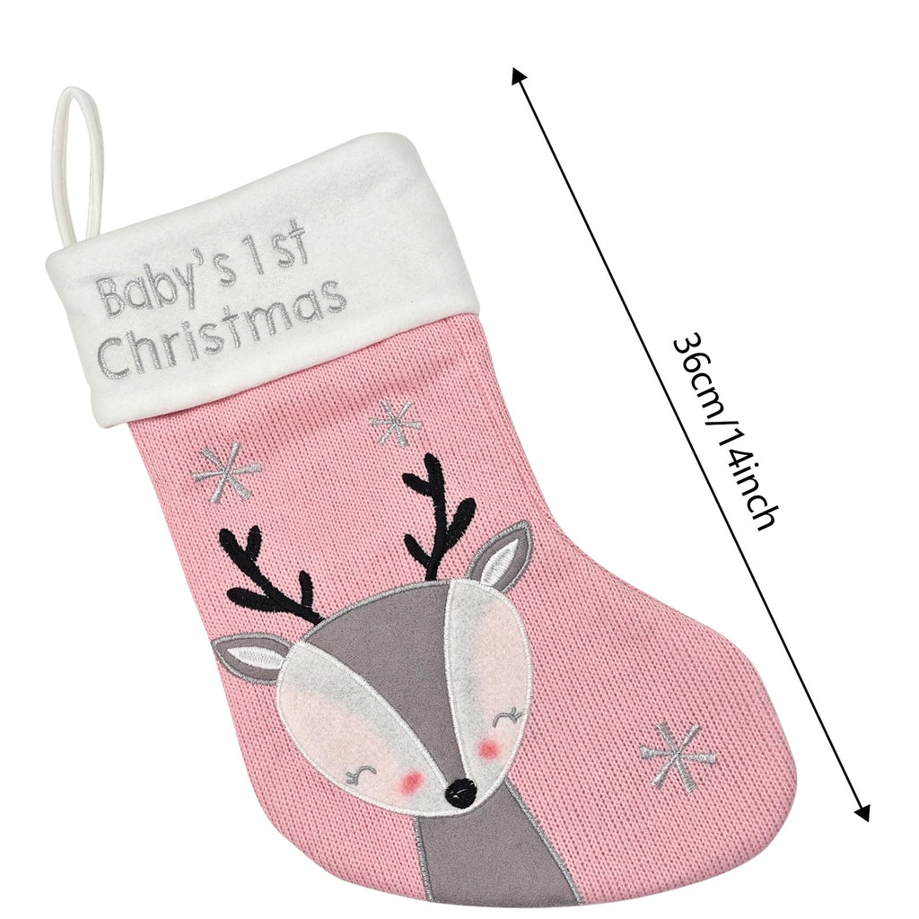 Pink Grey Christmas Stocking B31518