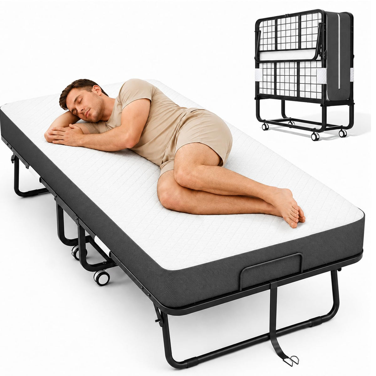 Folding Bed with Mattress Twin 75 x 38 in N31616